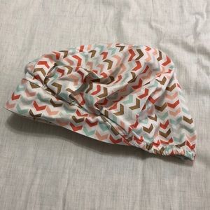 Metallic gold mint coral chevron scrub cap